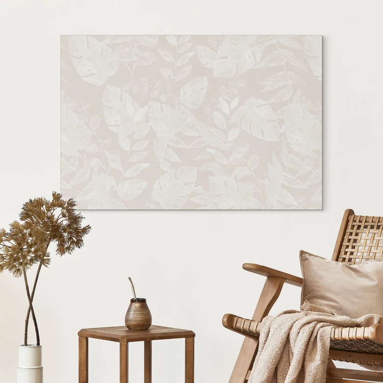 Wandbild Tropische Blätter Beige - Bloomery Decor - Alu-Dibond 
