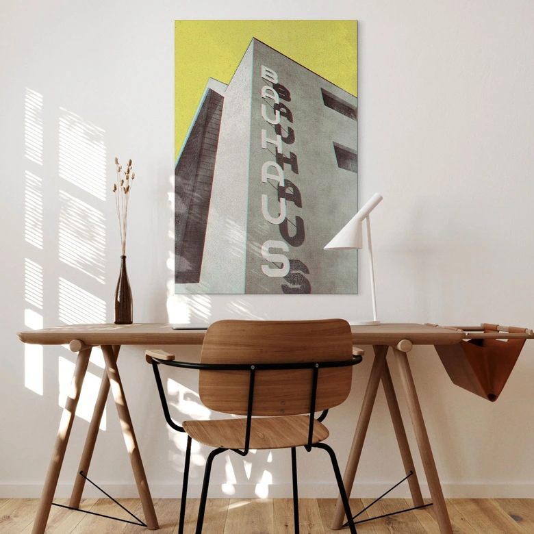 Wandbild Vintage Bauhaus Dessau Architektur - Blursbyai - Alu-Dibond 