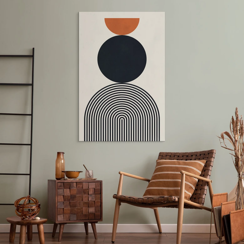Wanddecoratie Abstracte lijnen en cirkels in harmonie - Costa - Alu-Dibond 