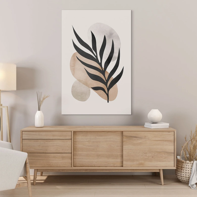 Wandbild Botanische Silhouette mit kunstvoller Geometrie - Costa - Alu-Dibond 