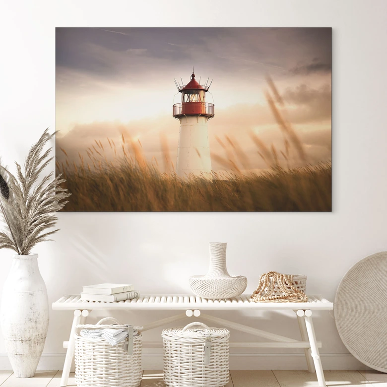 Wandbild Leuchtturm an der Küste von Sylt - Eisenmann - Alu-Dibond 