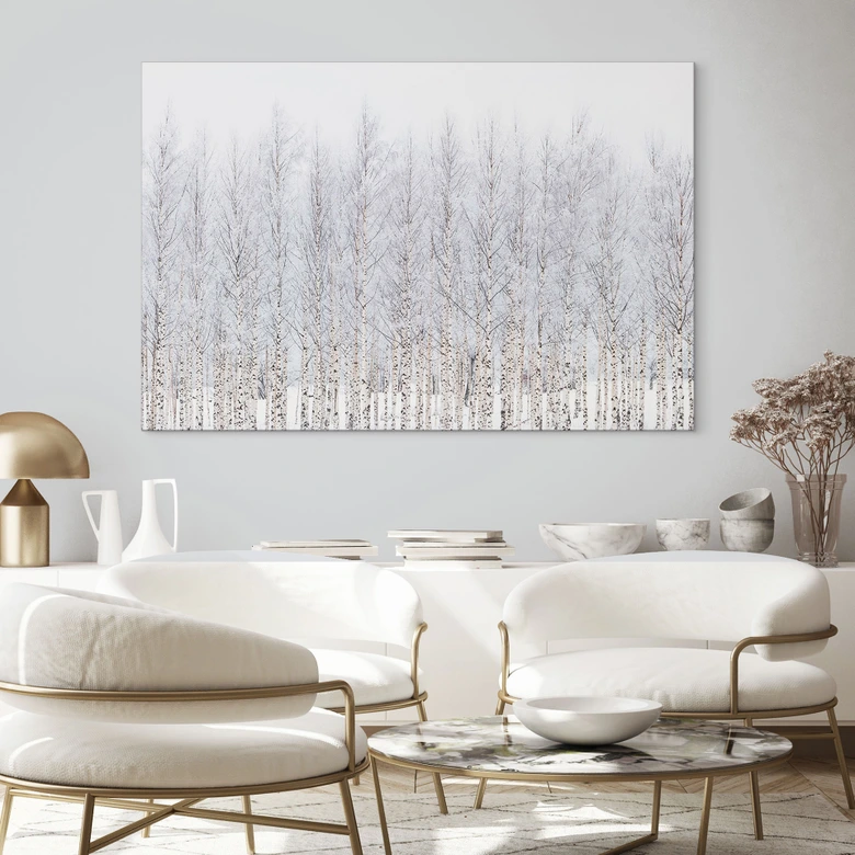 Wandbild Birkenwald im Winter - EMELIEmaria - Alu-Dibond 