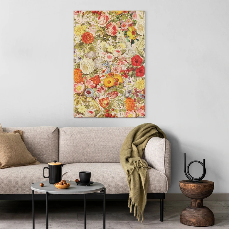 Wandbild Farbenfrohe Blumencollage - Frida Floral Studio - Alu-Dibond 