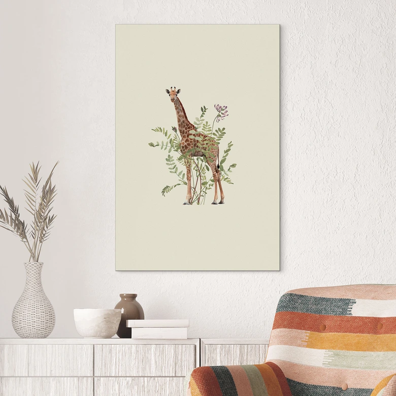 Wandbild Florale Giraffe - Frida Floral Studio - Alu-Dibond 