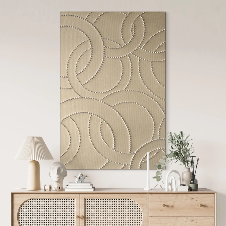 Wandbild Abstrakte Ringe beige - Grande - Alu-Dibond 