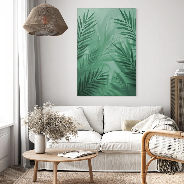 Wandbild Grüne Palmenblätter - Alu-Dibond 