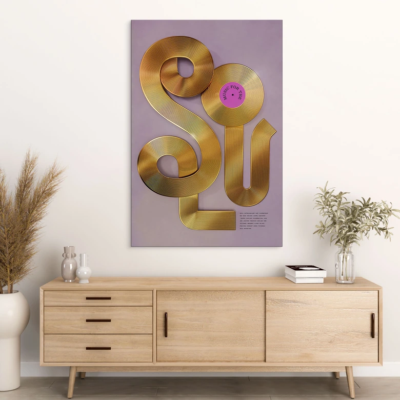 Wandbild Soul trifft auf Vinyl - Musik für die Seele - Harrison - Alu-Dibond 