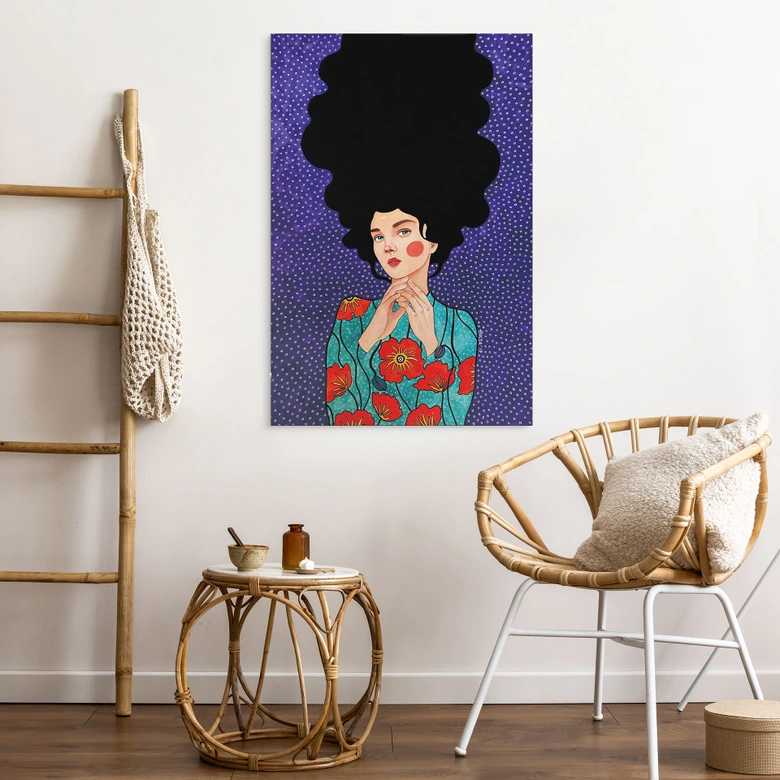 Wandbild Frau im Mohnblumenkleid - Alu-Dibond - Hülya 