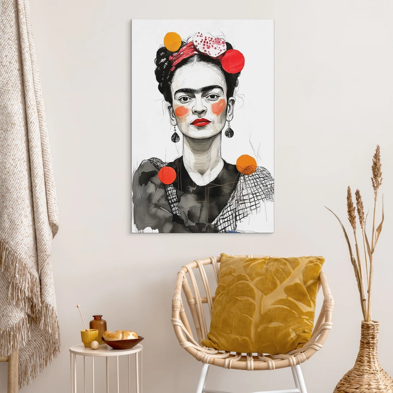 Wandbild Frida Kahlo Pop-Art Porträt - Jaszke - Alu-Dibond 