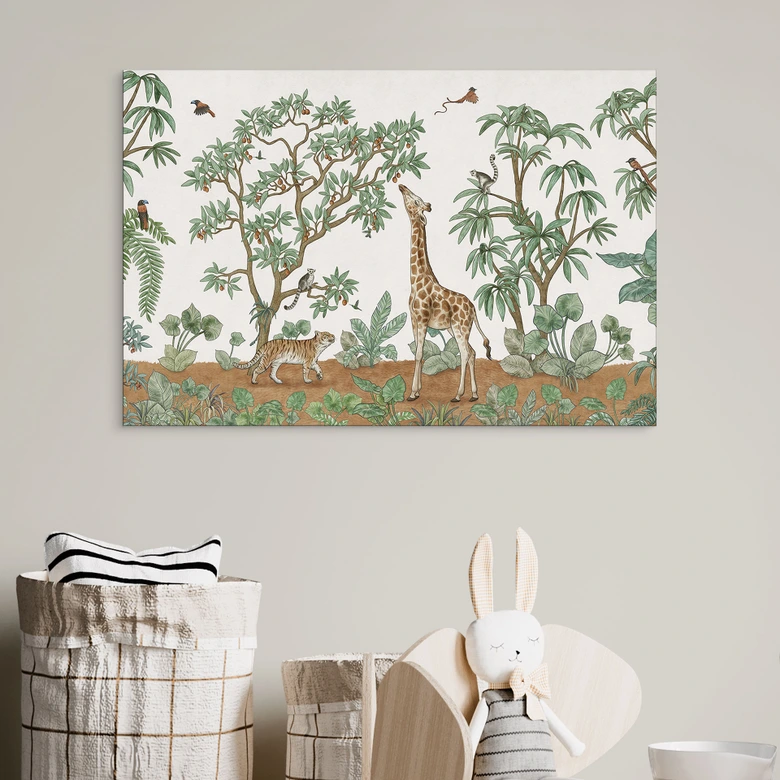 Wandbild Wimmelbild Dschungeltiere - Kikki Belle - Alu-Dibond 
