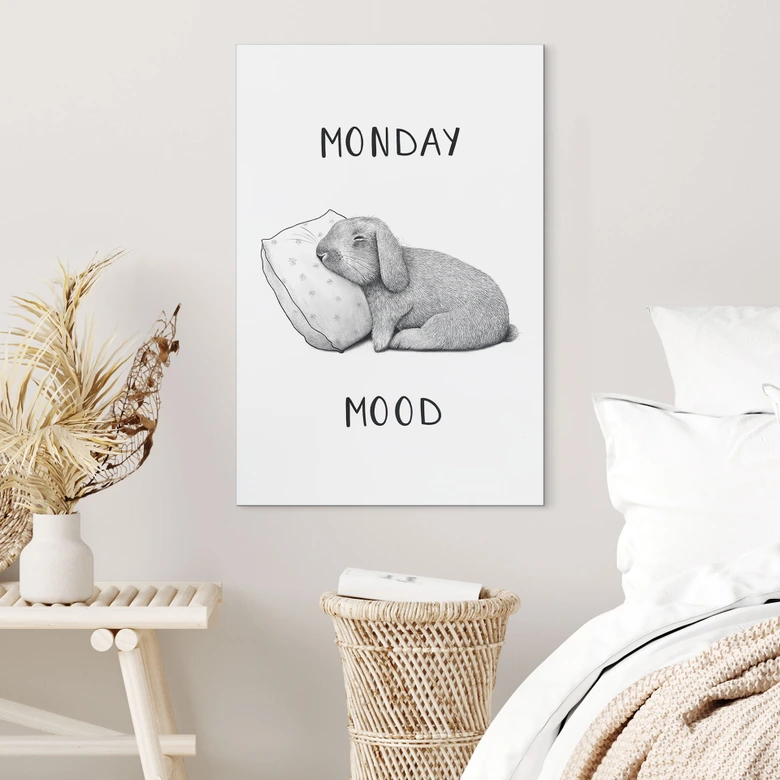 Wandbild Monday mood - Hase am Montagmorgen - Korenkova - Alu-Dibond 