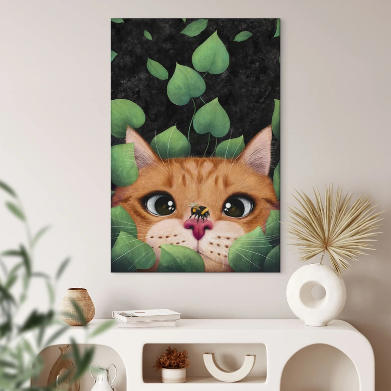 Wandbild Süße Katze im Busch - Korenkova - Alu-Dibond 