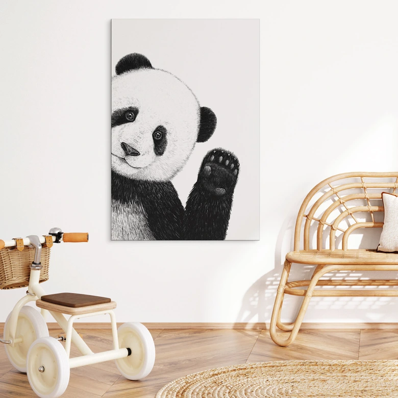 Wandbild Winkender Panda - Korenkova - Alu-Dibond 