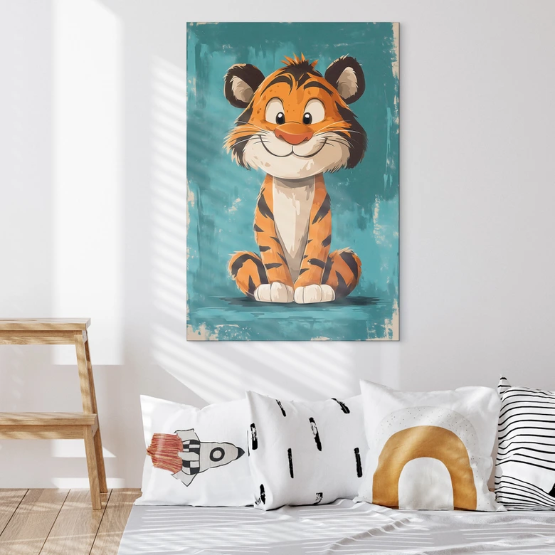 Wandbild Fröhliches Tigerbaby - Magnusson - Alu-Dibond 
