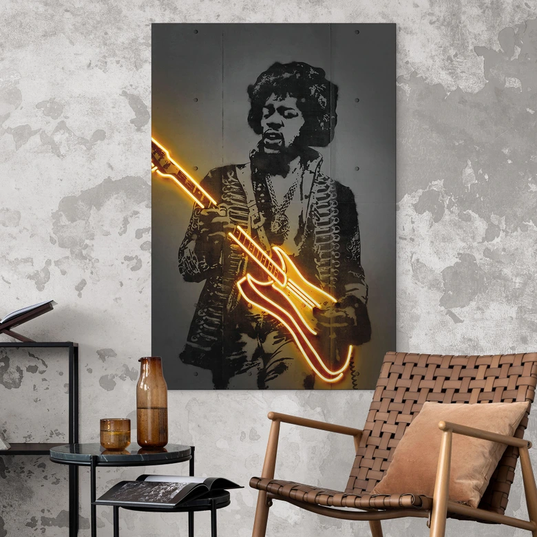 Wandbild Jimi Hendrix - Mielu - Alu-Dibond 
