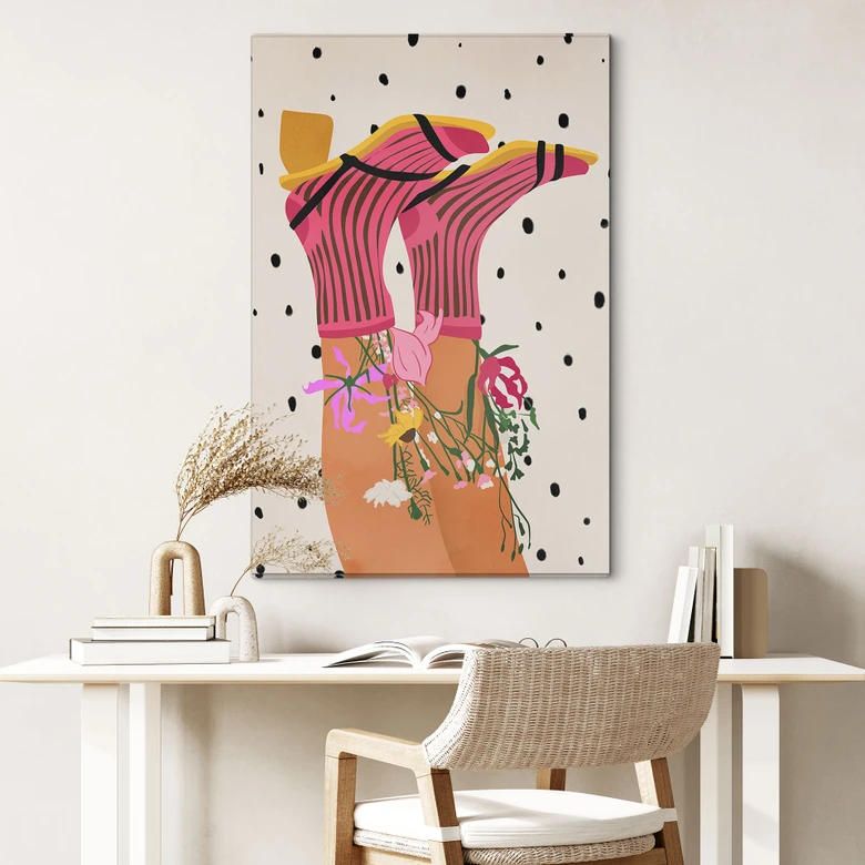 Wandbild Sockenliebe trifft Flower Power - Mokate - Alu-Dibond 