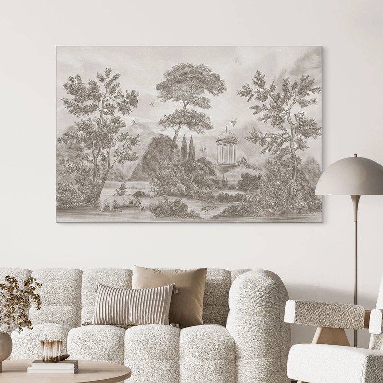 Wandbild Landschaft mit Gartenlandschaft in Beige - Ms Tiff - Alu-Dibond 