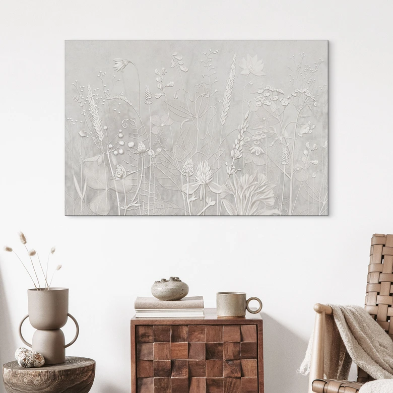 Wandbild Pflanzen in Weiß im modernen Design - Ms Tiff - Alu-Dibond 