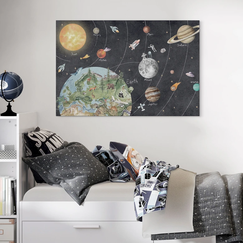 Wandbild Sonnensystem mit Planeten und Erde - Ms Tiff - Alu-Dibond 