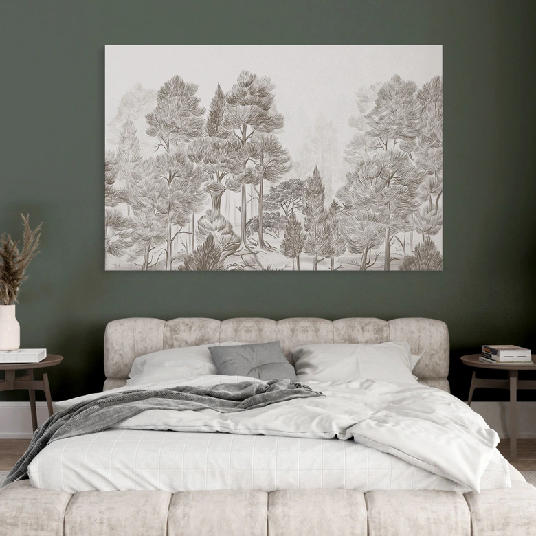 Wandbild Wald mit Waldlandschaft in Beige - Ms Tiff - Alu-Dibond 