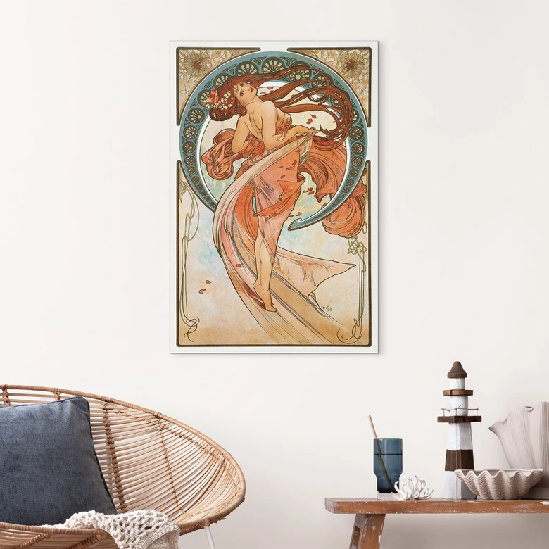 Wandbild Mucha - Vier Künste: Der Tanz - Alu-Dibond 
