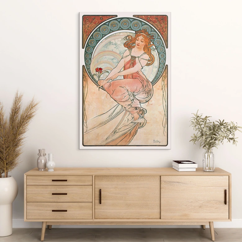Wandbild Mucha - Vier Künste: Die Malerei - Alu-Dibond 