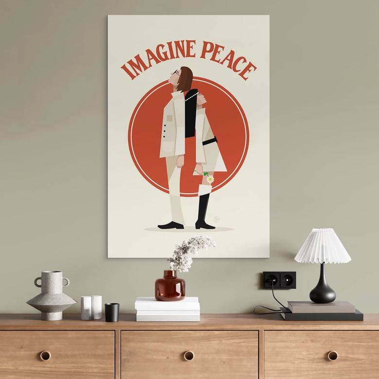 Wandbild Imagine Peace - Zwei für Frieden und Hoffnung - Retrodrome - Alu-Dibond 