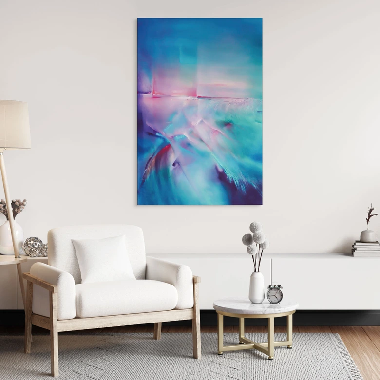 Wanddecoratie aurora borealis in turquoise en paars - Schmucker - Alu-Dibond 