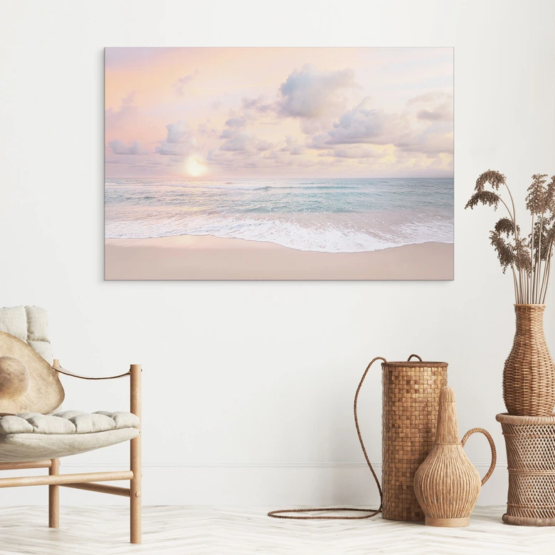 Wandbild Sonnenuntergang über Strand und Meer - Sisi & Seb - Alu-Dibond 