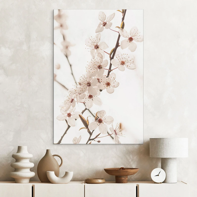 Tableaux Branche avec fleurs de cerisier blanches - Sisi & Seb - Alu-Dibond 