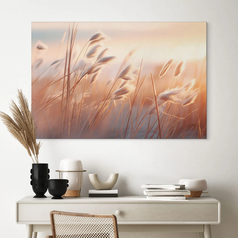 Wandbild Dünengras in der Abendsonne - Treechild - Alu-Dibond 