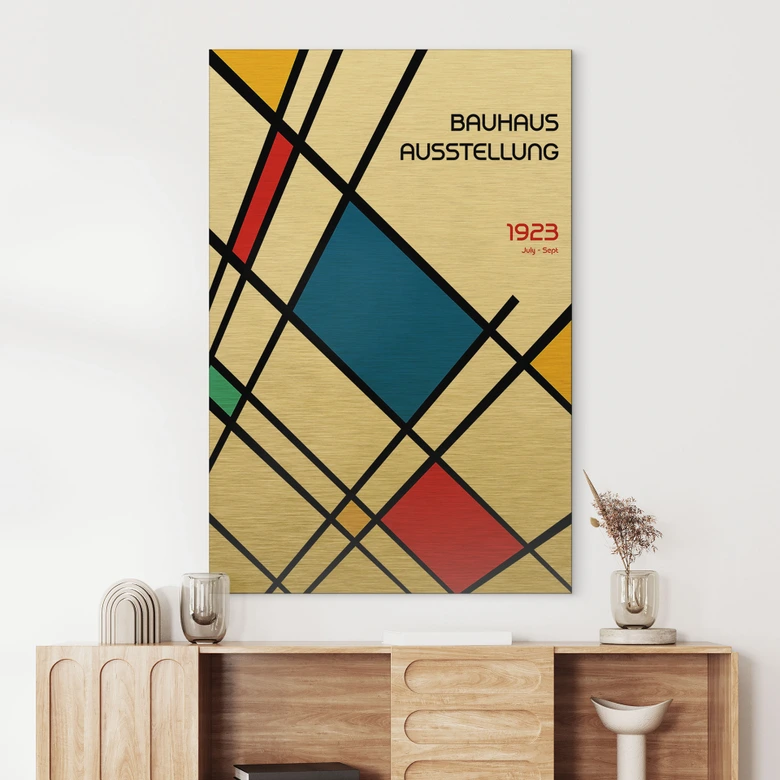 Wandbild mit Goldreffekt Retro Bauhaus Ausstellung 1923 - Retrodrome - Alu-Dibond 