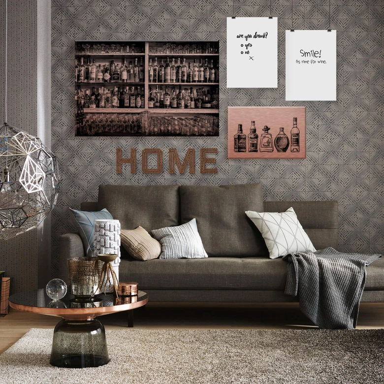 Alu-Dibond ramato - 5 bottiglie di divertimento 