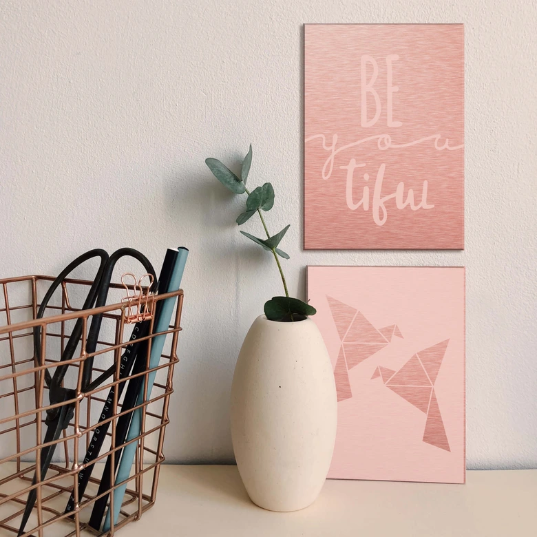 Alu-Dibond mit Kupfereffekt Be you tiful (2er Set) 