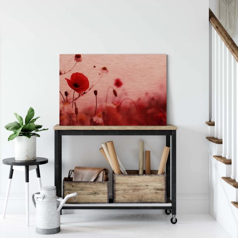 Alu-Dibond mit Kupfereffekt Mohn Impressionen 