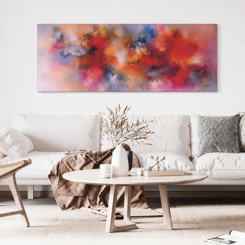 Wandbild Abstrakte Farbexplosion - Fedrau - Panorama - Alu-Dibond 