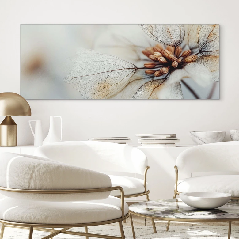 Wandbild Blütenstruktur einer Trockenblume - Treechild - Alu-Dibond Panorama 