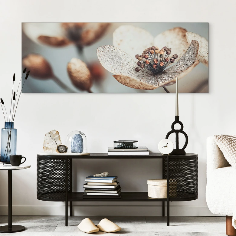 Wandbild Boho Trockenblume Makro - Treechild - Alu-Dibond Panorama 