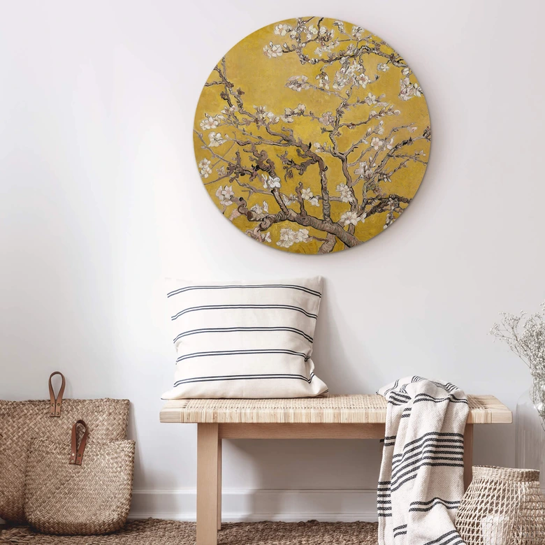 Alu-Dibond van Gogh - Mandelblüte Ocker - Rund 