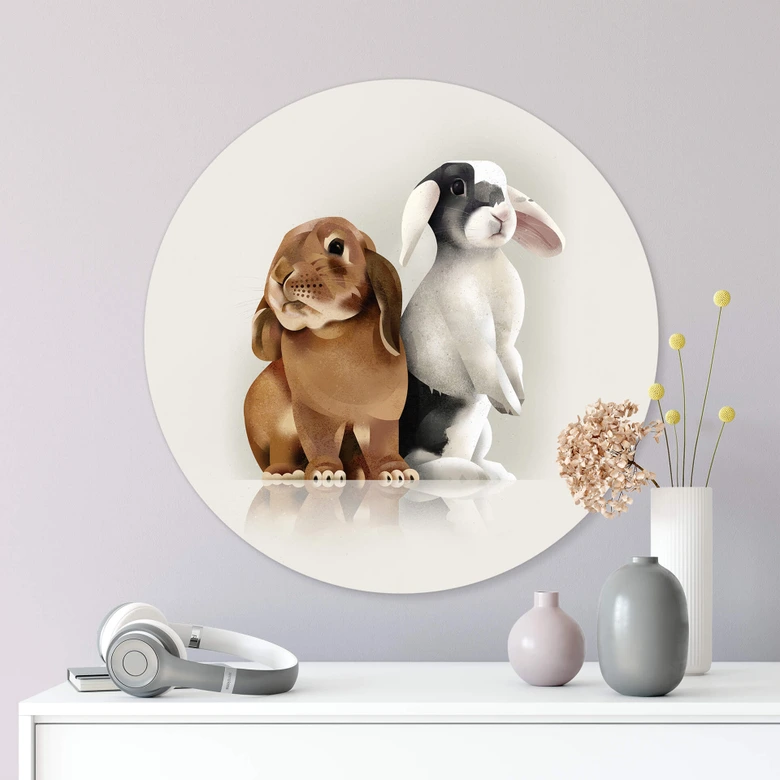 Alu-Dibond Braun - Bunny Love - Rund 