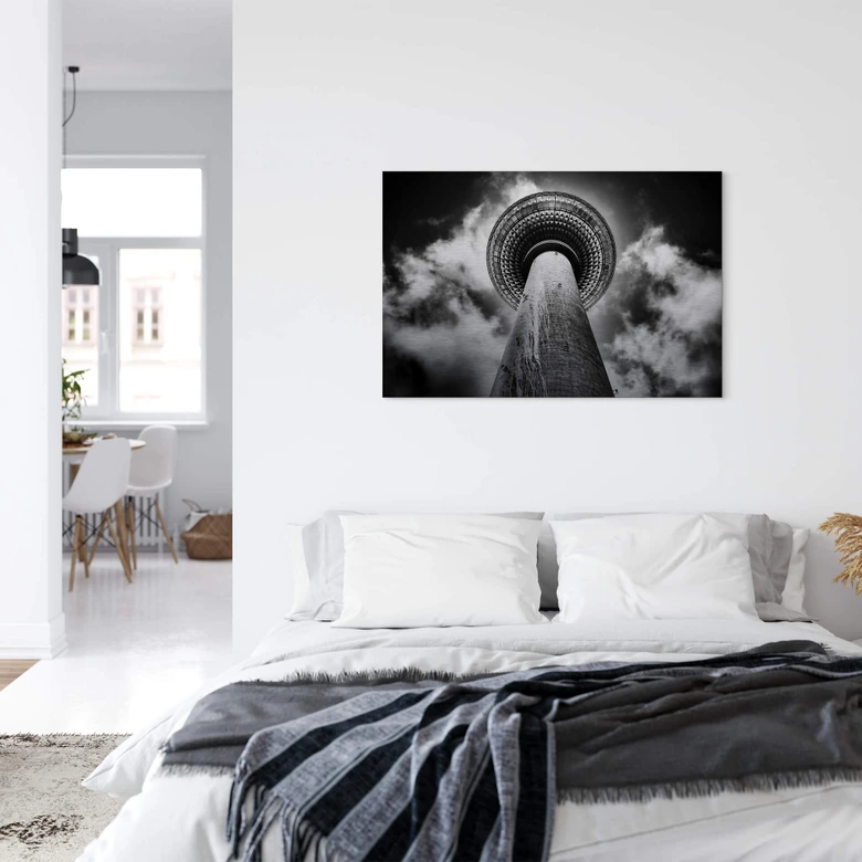 Dibond Schilderij met zilver effect Brown - TV Toren Berlijn 