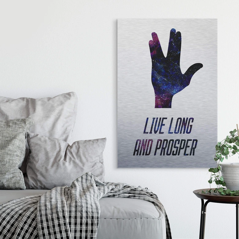 Alu-Dibond mit Silbereffekt Live long and prosper 