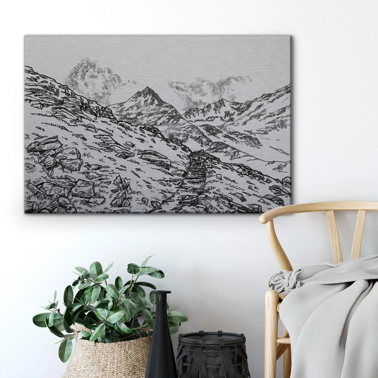 Tableau en alu-Dibond effet argenté Sparshott - La course en montagne 