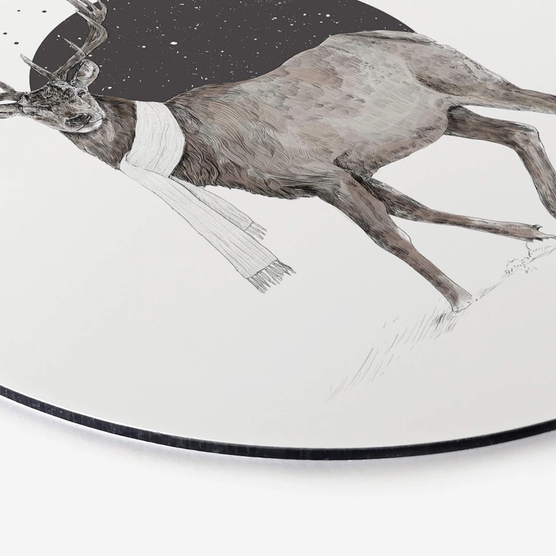 Alu-Dibond Solti - Hirsch im Winter - Rund 