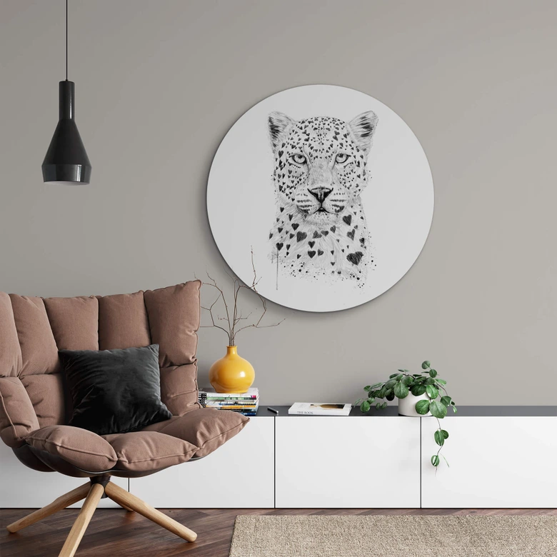 Alu-Dibond Solti - Liebevoller Leopard - Rund 