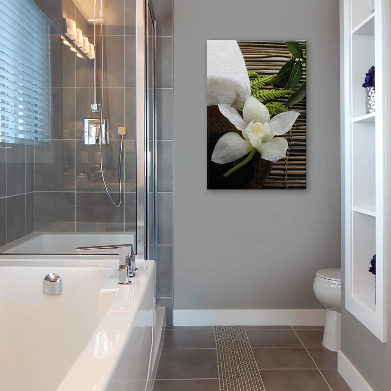 Alu-Dibond mit Silbereffekt Wellness Orchidee 