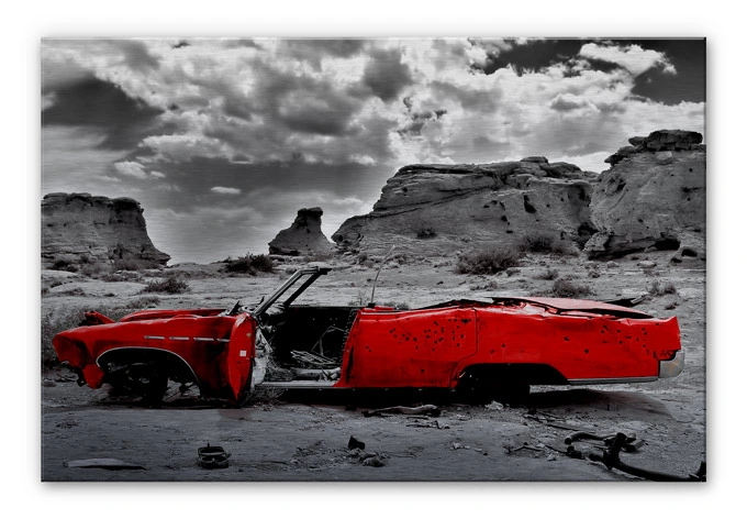 Alu-Dibond Bild Roter Cadillac 