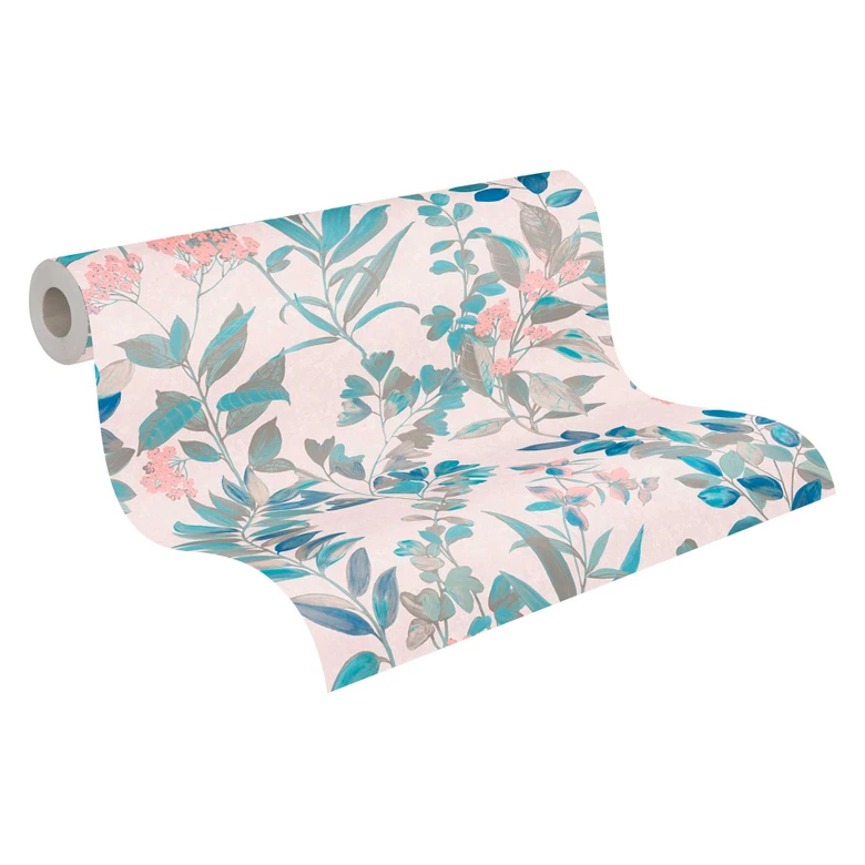 Papier peint fleuri blanc fourrure - papier peint intissé fleuri style aquarelle 