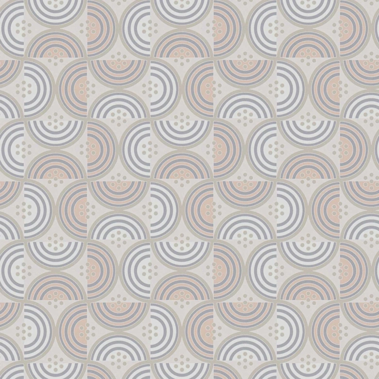 Papier peint avec vagues et lignes crème bleu - papier peint graphique intissé rétro 