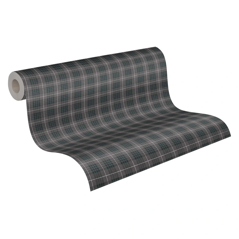 geruit vliesbehang in retro look bruin grijs - modern geruit behang - vintage patroon behang 